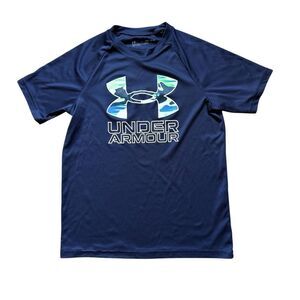 Under Armour Navy Blue Camo Shirt Youth Medium Loose Fit
